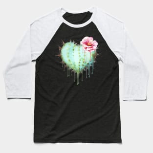 Cactus heart watercolor purple flower Baseball T-Shirt